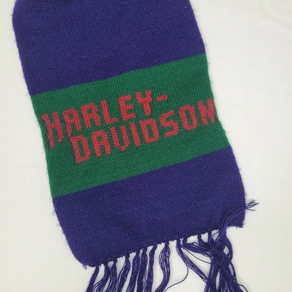 Vintage Harley Davidson Blue Green Red Winter Scarf 52
